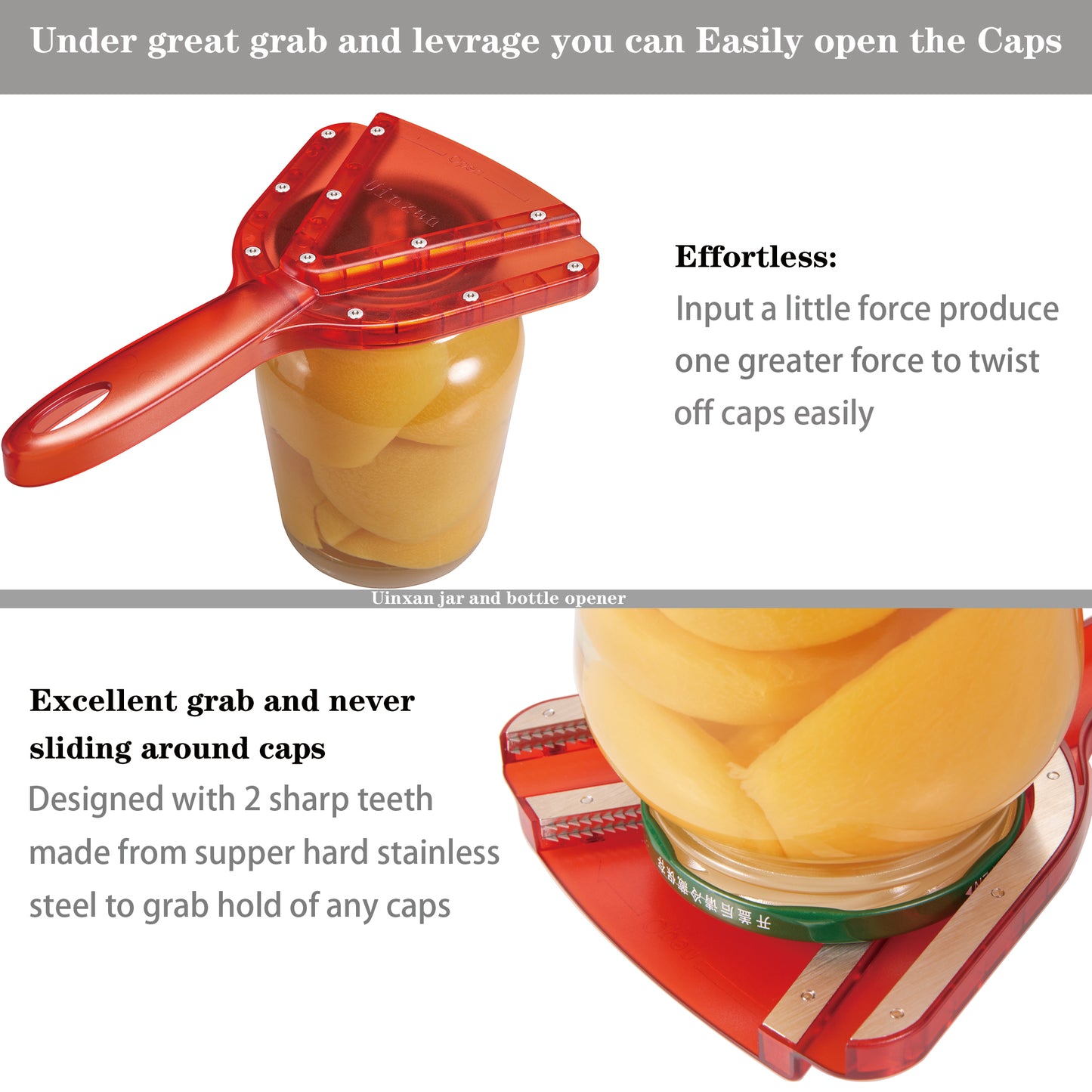 Uinxan Jar Opener for Weak Hand & Seniors with Arthritis,Easy Twist Off Bottle Caps,Patent | Unique Kitchen Gadgets, Christmas Gifts for Elderly/Women/Men(Red)