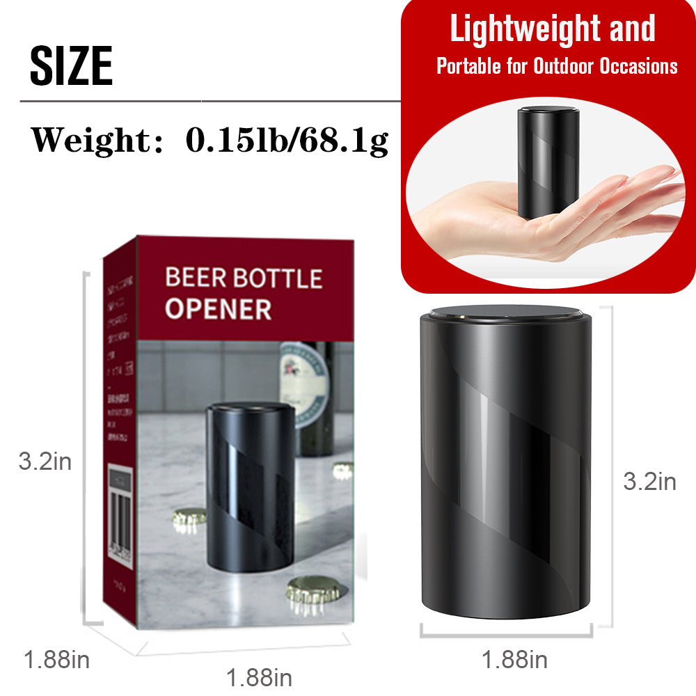 2 PACK Push Down-Pop Off Beer Bottle Opener with Magnetic Cap Catcher No Damage to Caps,Automatic Decapitator Beer/Soda Magnet Bottle Top Openers,One-Hand Easy/Funny Open,Cool Bartender Tools (Black)