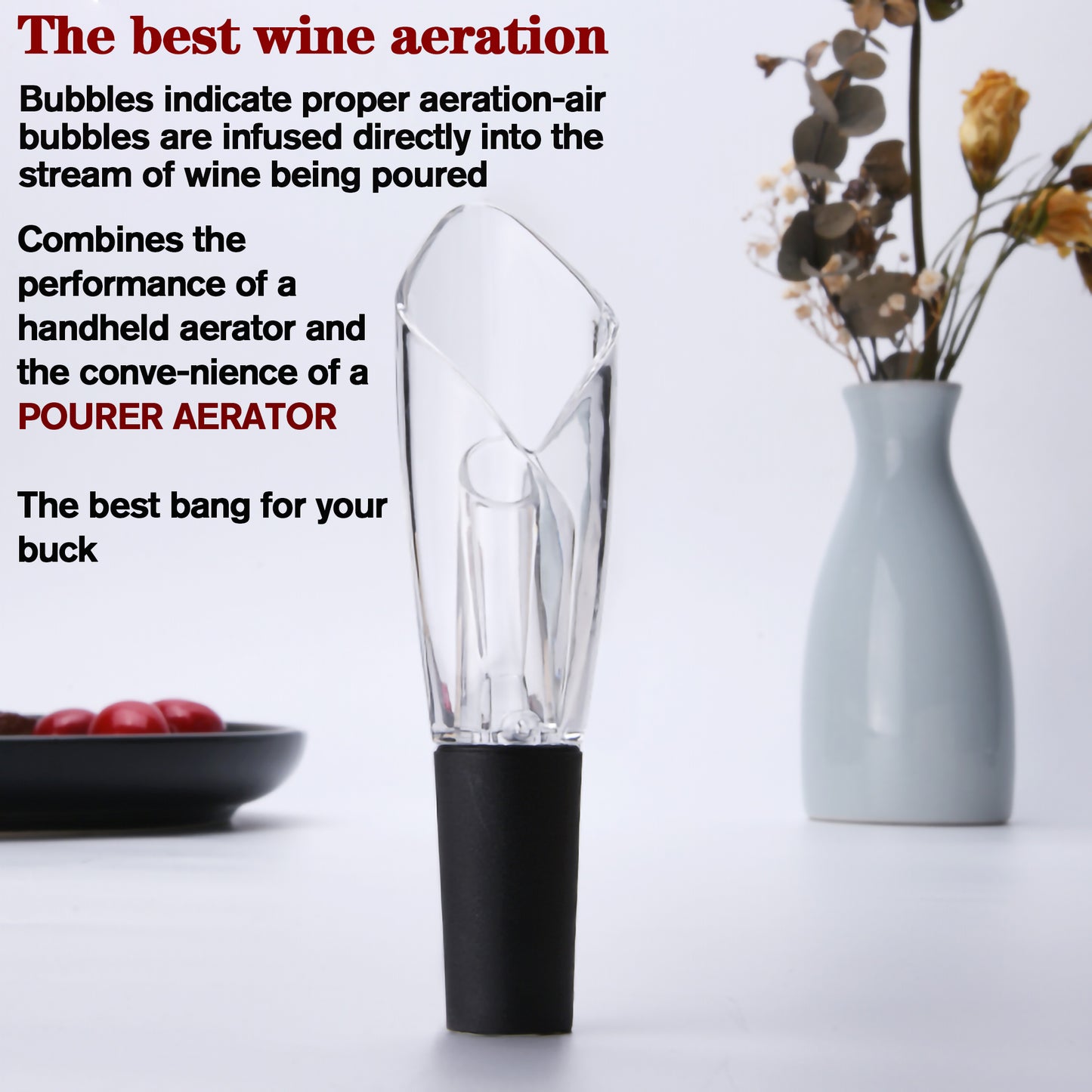 Uinxan 2-Pack Wine Aerator & Pourer - Improves Taste & Aroma, Premium Aerating Pourer & Decanter Spout, No Drip, Gifts for Wine Lovers