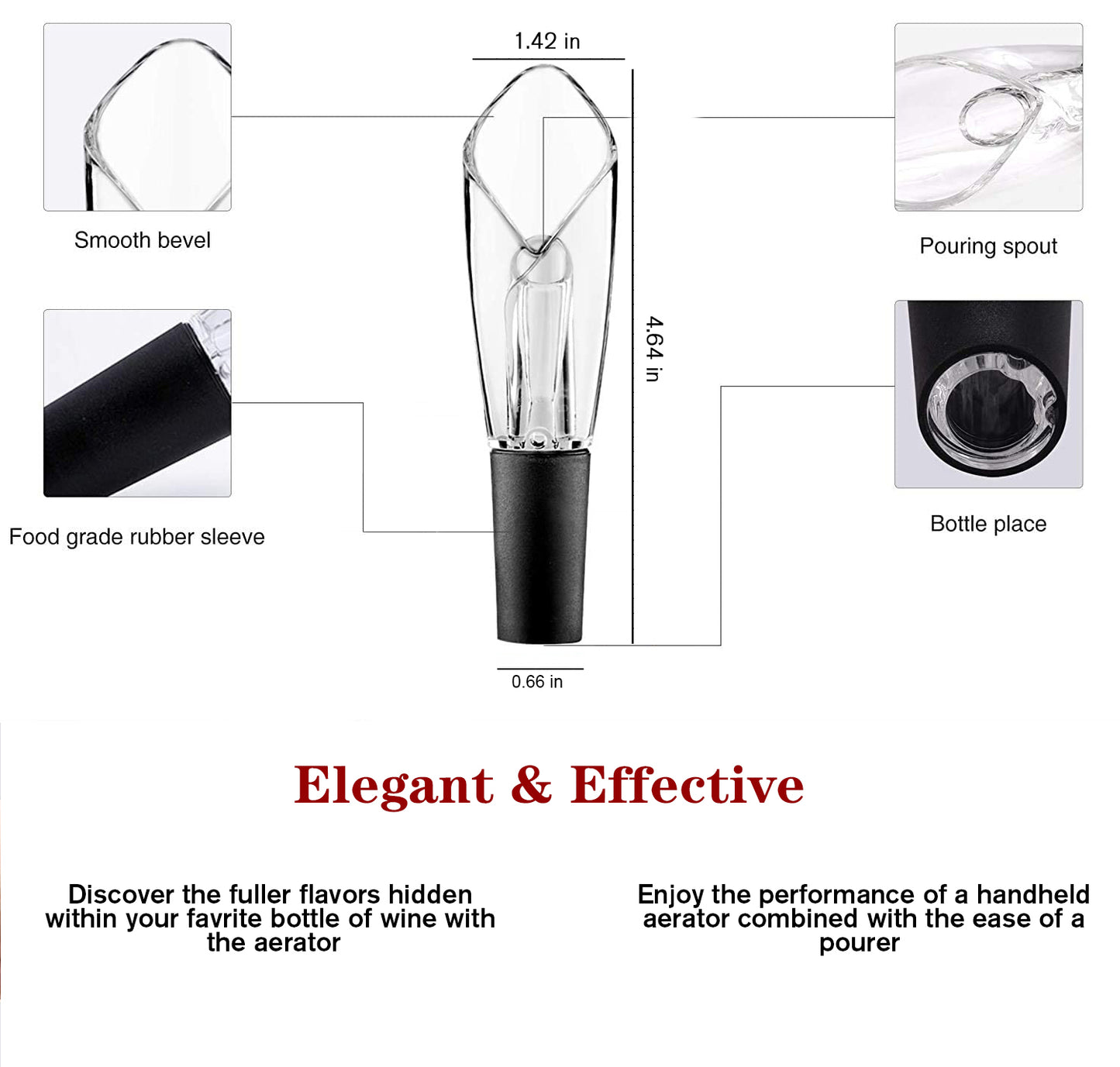 Uinxan 2-Pack Wine Aerator & Pourer - Improves Taste & Aroma, Premium Aerating Pourer & Decanter Spout, No Drip, Gifts for Wine Lovers