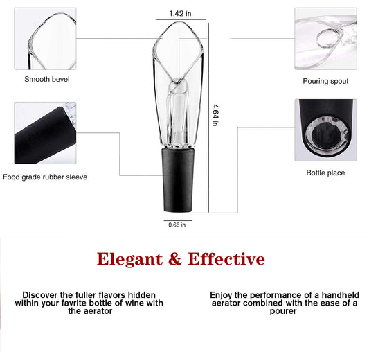 Uinxan 2-Pack Wine Aerator & Pourer - Improves Taste & Aroma, Premium Aerating Pourer & Decanter Spout, No Drip, Gifts for Wine Lovers