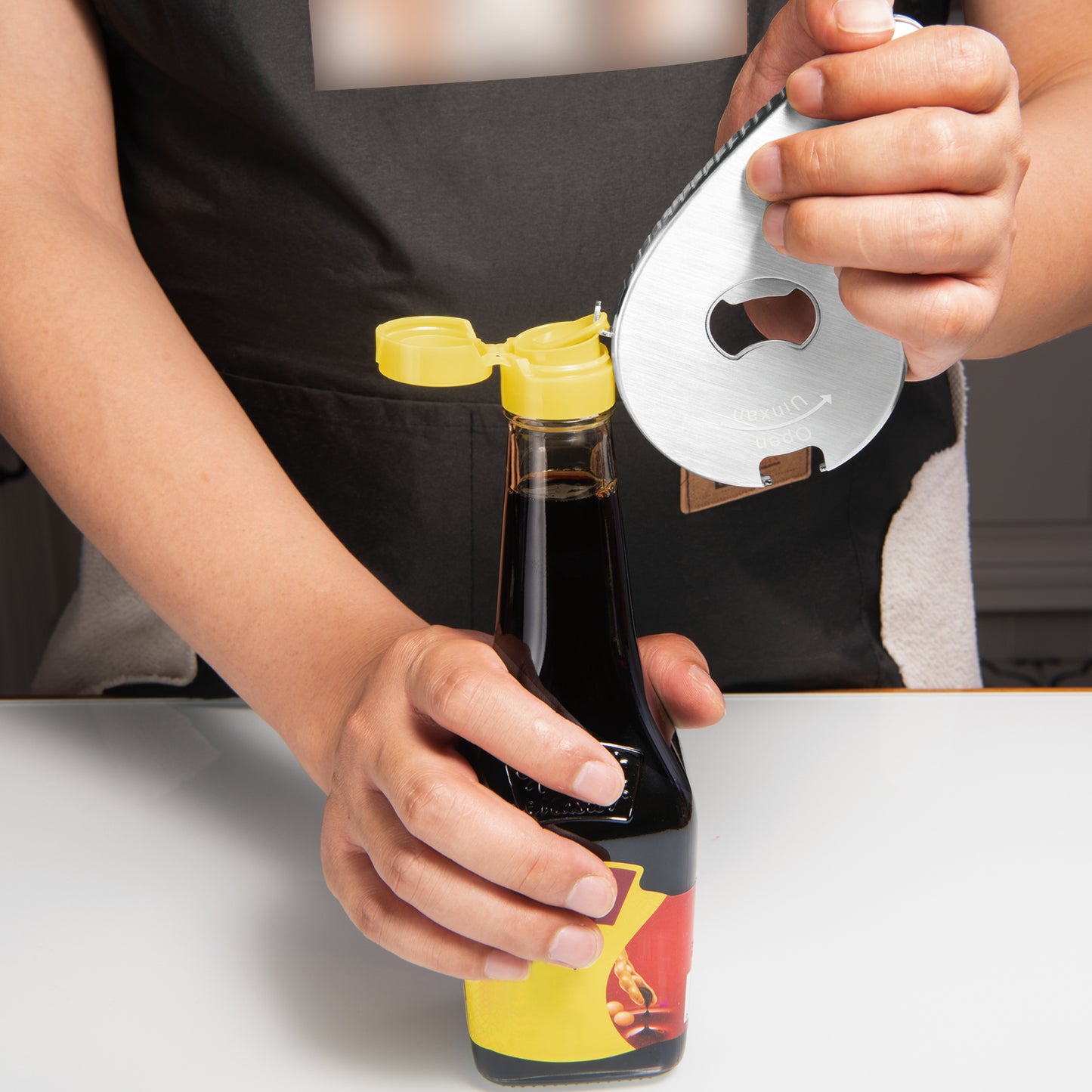 Uinxan Multifunctional Jar and Bottle Opener-Pull Tab Can Openers,Portable,Twist Off 0.6-2.7in Lids,Sealed Rings | Cap Remover Tool,Patent&Unique Gadgets for Weak Hands,Seniors,Elderly,Stainless Steel